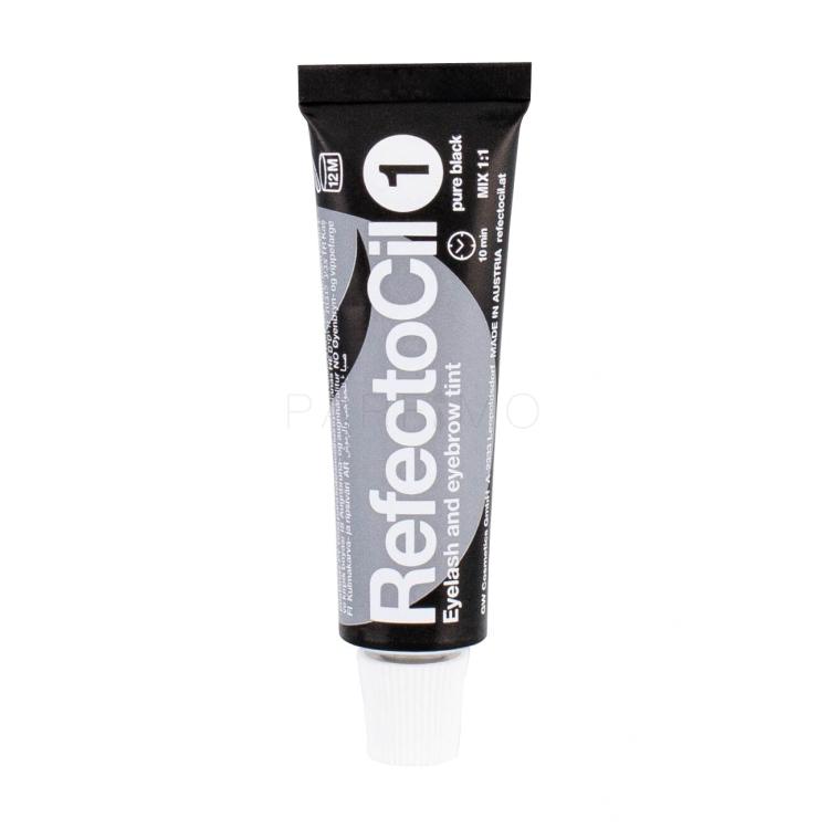 RefectoCil Eyelash And Eyebrow Tint Barva za obrvi za ženske 15 ml Odtenek 1 Pure Black poškodovana škatla