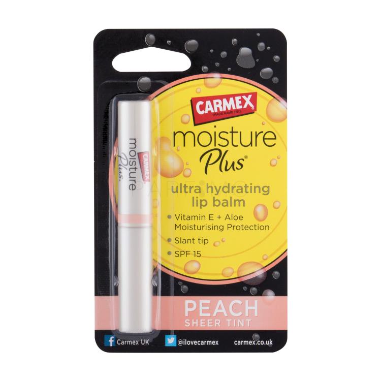 Carmex Moisture Plus SPF15 Balzam za ustnice za ženske 2 g Odtenek Peach
