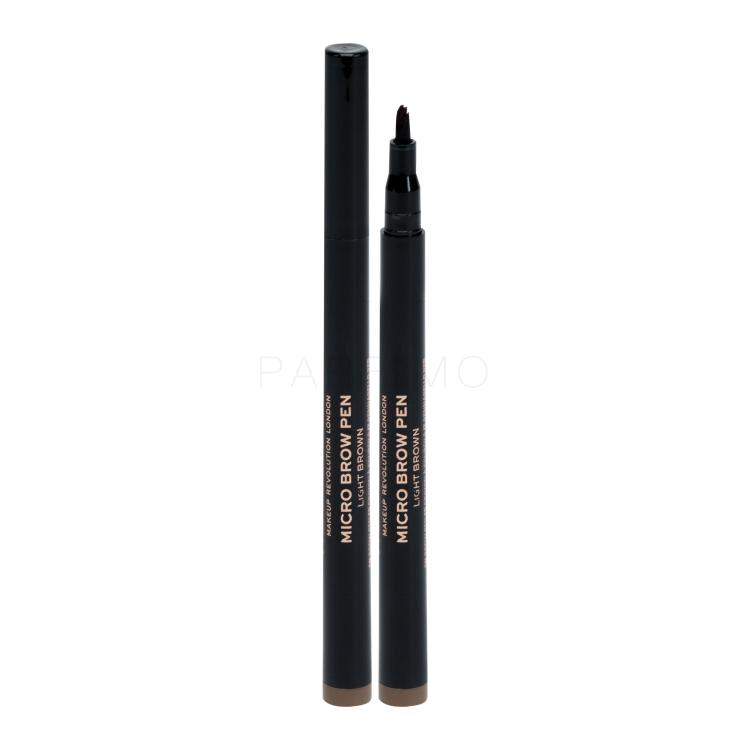 Makeup Revolution London Micro Brow Pen Svinčnik za obrvi za ženske 1 ml Odtenek Light Brown