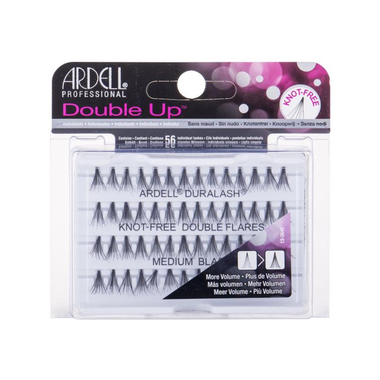 Ardell Double Up Duralash Knot-Free Double Flares Umetne trepalnice za ženske 56 kos Odtenek Medium Black