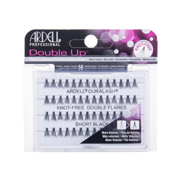 Ardell Double Up Duralash Knot-Free Double Flares Umetne trepalnice za ženske 56 kos Odtenek Short Black