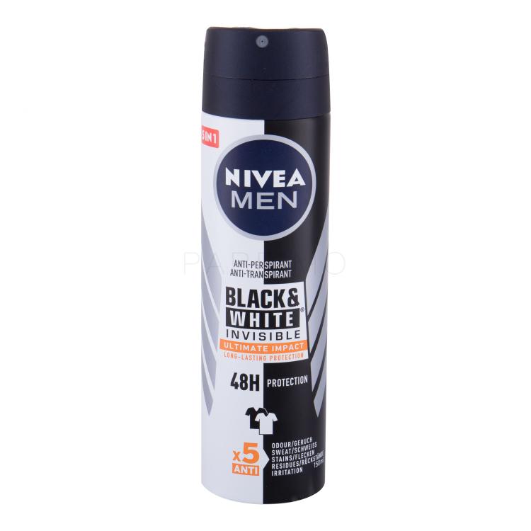 Nivea Men Invisible For Black &amp; White Ultimate Impact 48h Antiperspirant za moške 150 ml