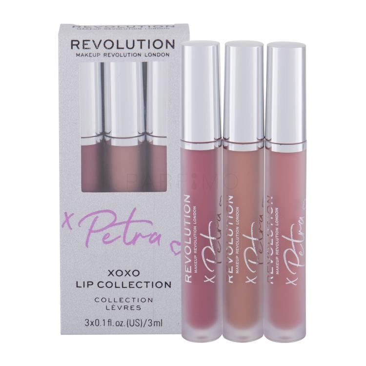 Makeup Revolution London X Petra XOXO Lip Collection Darilni set tekoča šminka 3 ml + tekoča šminka 3 ml Lip Filler + glos za ustnice 3 ml Perfect Nude