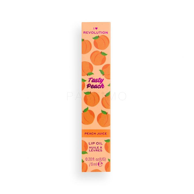 I Heart Revolution Tasty Peach Lip Oil Olje za ustnice za ženske 6 ml Odtenek Peach Juice