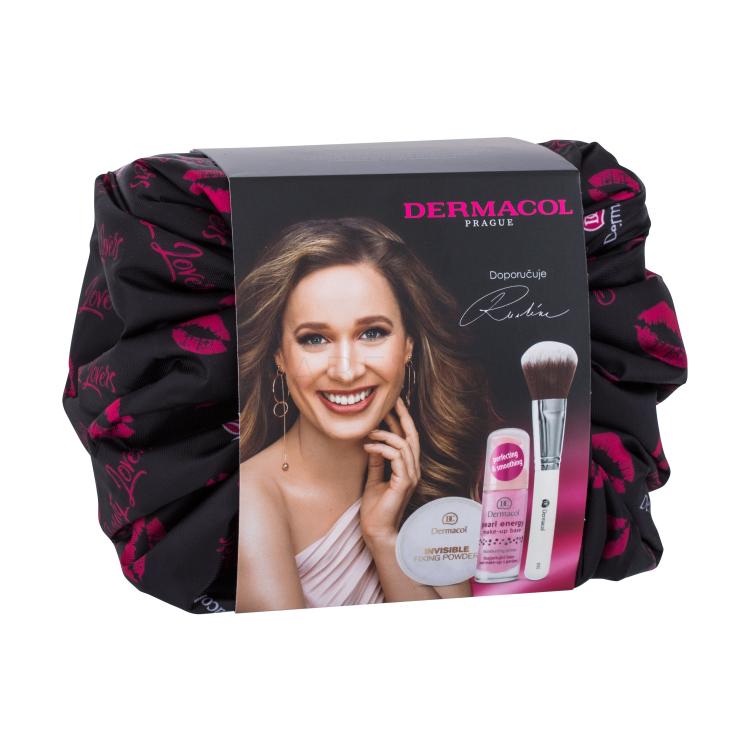 Dermacol Rose Energy Darilni set podlaga za ličila 20 ml + fiksirni puder Invisible 13 g Light + kozmetični čopič Master 1 kos + kozmetična torbica