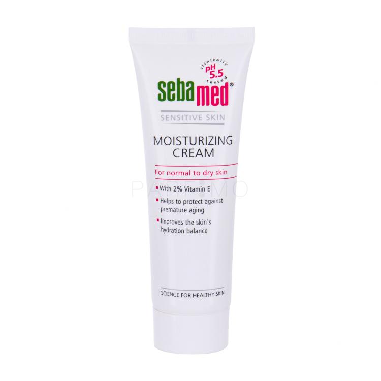 SebaMed Sensitive Skin Moisturizing Dnevna krema za obraz za ženske 50 ml poškodovana škatla