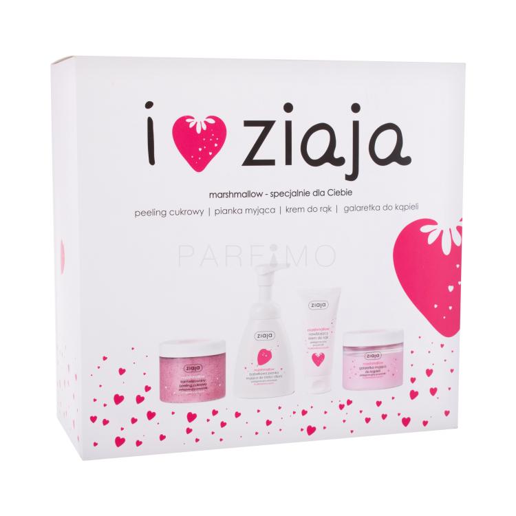 Ziaja I ♥ Ziaja Marshmallow Darilni set piling za telo Marshmallow 300 ml + tekoče milo za roke Marshmallow 250 ml + gel za umivanje Marshmallow 260 ml + krema za roke Marshmallow 50 ml poškodovana škatla