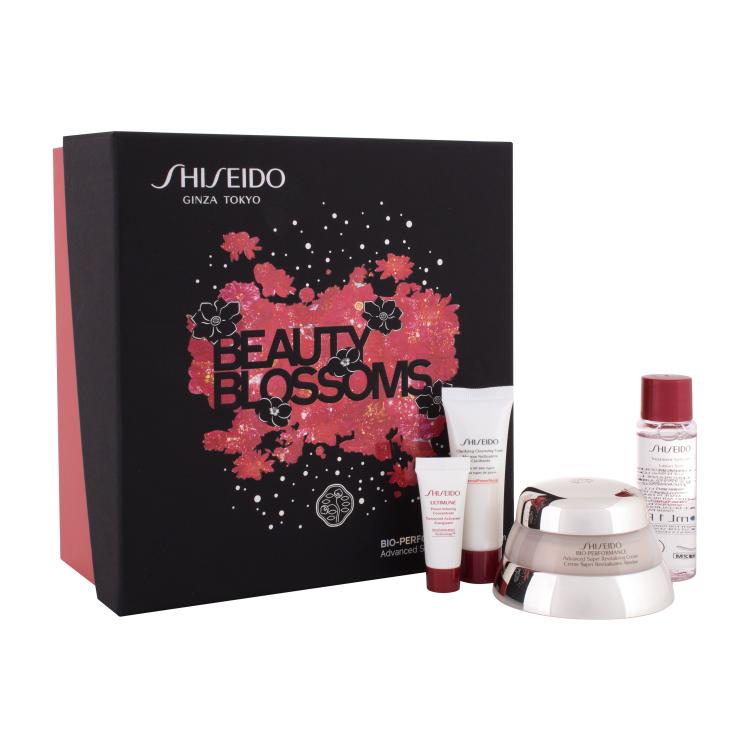 Shiseido Bio-Performance Beauty Blossoms Darilni set dnevna krema Bio-Performance Advanced Super Revitalizing Cream 50 ml + čistilna pena Clarifyung Cleansing Foam 15 ml + emulzija Treatment Softener 30 ml + serum Ultimune Power Infusing Concentrate 5 ml