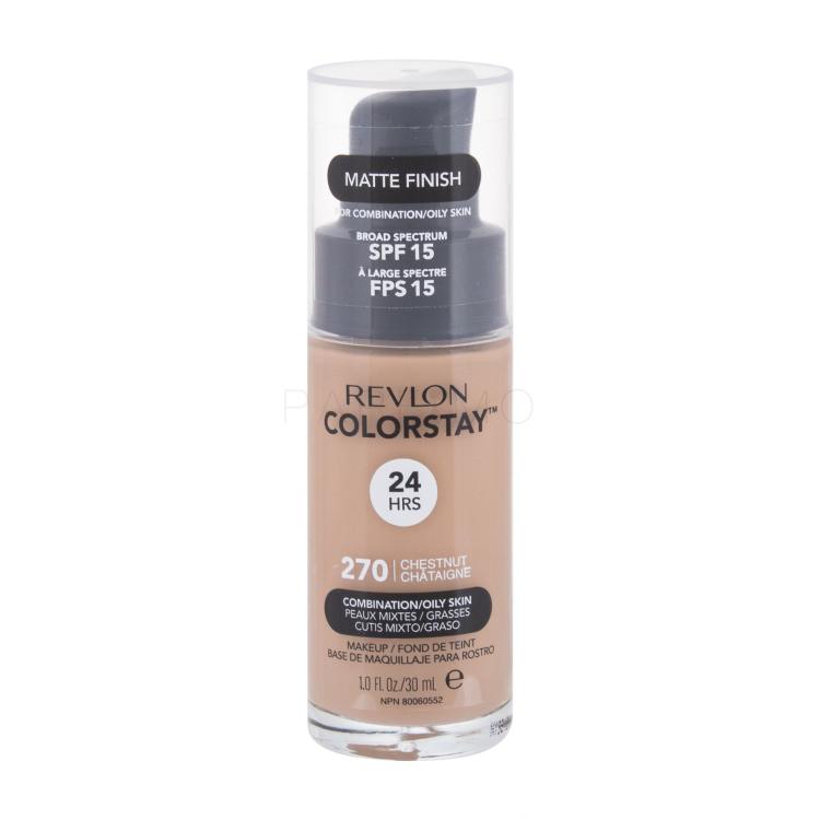 Revlon Colorstay Combination Oily Skin SPF15 Puder za ženske 30 ml Odtenek 270 Chestnut