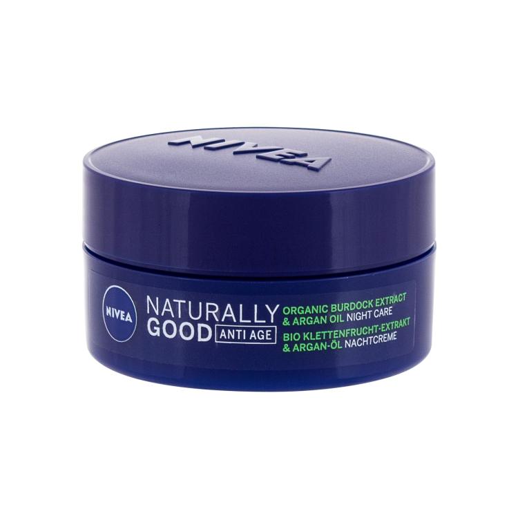 Nivea Naturally Good Organic Burdock Extract &amp; Argan Oil Nočna krema za obraz za ženske 50 ml