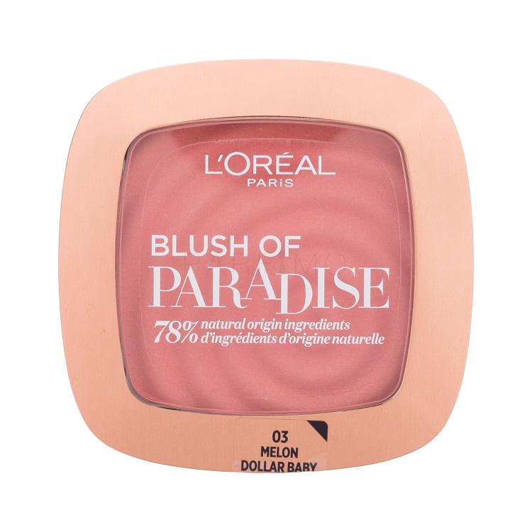 L&#039;Oréal Paris Blush Of Paradise Rdečilo za obraz za ženske 9 g Odtenek 03 Melon Dollar Baby