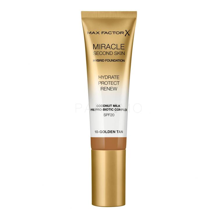 Max Factor Miracle Second Skin SPF20 Puder za ženske 30 ml Odtenek 10 Golden Tan