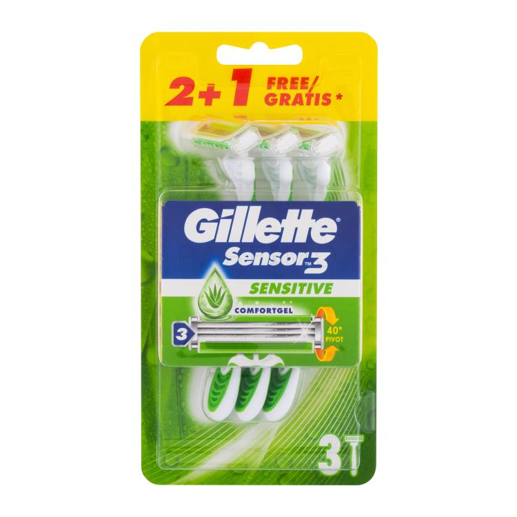 Gillette Sensor3 Sensitive Brivnik za moške 3 kos