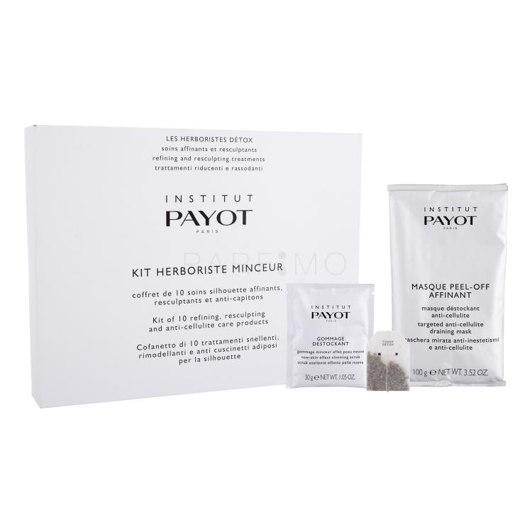 PAYOT Herboriste Minceur Kit Darilni set maska za telo Targeted Anti-Cellulite Draining Mask 20 x 100 g + piling za telo New-Skin Effect Slimming Scrub 10 x 30 g + čaj za razstrupljanje 10 ks