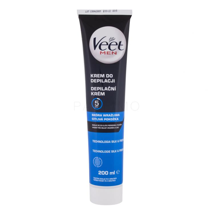 Veet Men Hair Removal Cream Sensitive Skin Izdelki za depilacijo za moške 200 ml