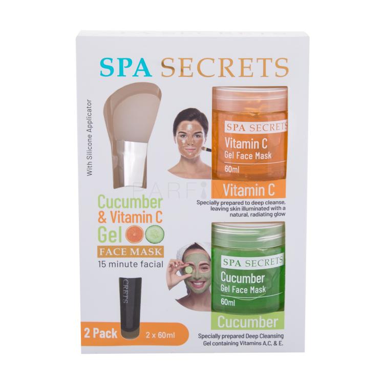 Xpel Spa Secrets Darilni set maska za obraz Spa Secrets Cucumber Gel Face Mask 60 ml + maska za obraz Spa Secrets Vitamin C Gel Face Mask 60 ml + gelový aplikátor