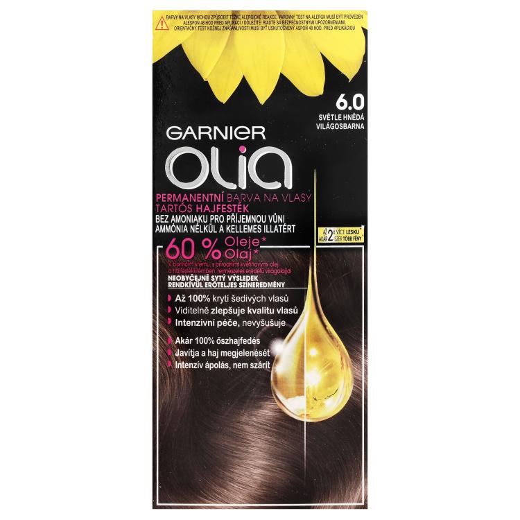 Garnier Olia Permanent Hair Color Barva za lase za ženske 50 g Odtenek 6,0 Light Brown