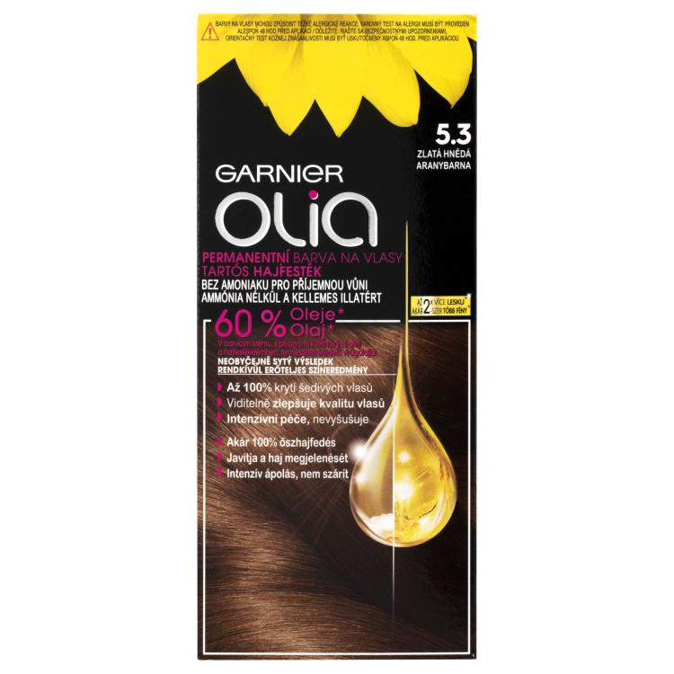 Garnier Olia Permanent Hair Color Barva za lase za ženske 50 g Odtenek 5,3 Golden Brown