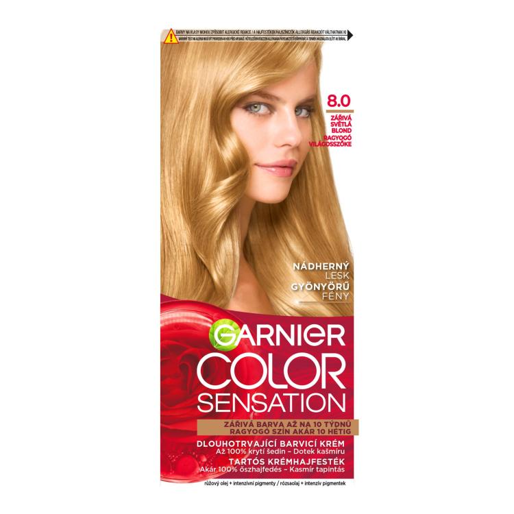 Garnier Color Sensation Barva za lase za ženske 40 ml Odtenek 8,0 Luminous Light Blond