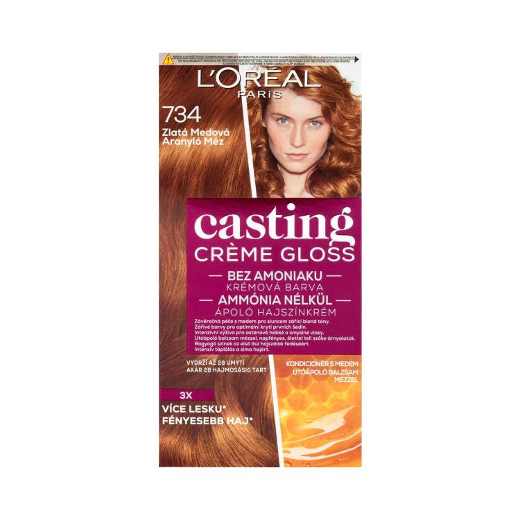 L&#039;Oréal Paris Casting Creme Gloss Barva za lase za ženske 48 ml Odtenek 734 Golden Honey