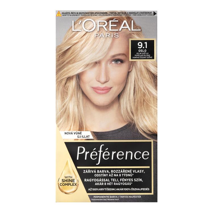 L&#039;Oréal Paris Préférence Barva za lase za ženske 60 ml Odtenek 9,1 Oslo