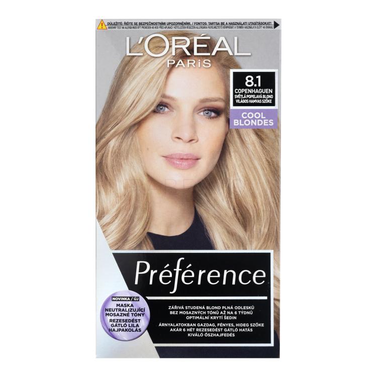 L&#039;Oréal Paris Préférence Barva za lase za ženske 60 ml Odtenek 8,1 Copenhaguen
