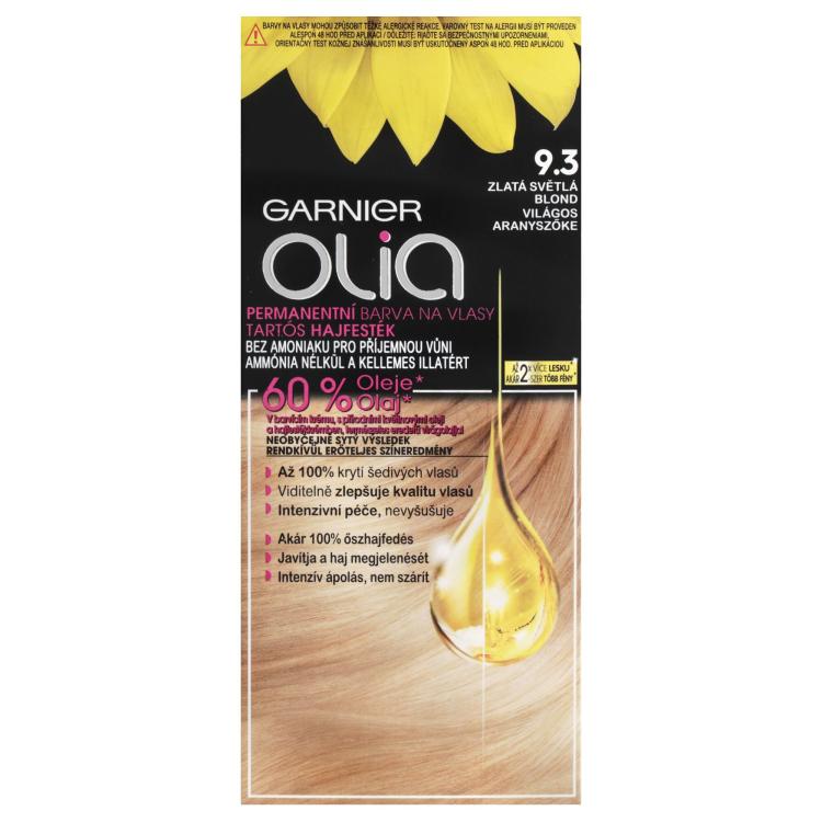 Garnier Olia Permanent Hair Color Barva za lase za ženske 50 g Odtenek 9,3 Golden Light Blonde