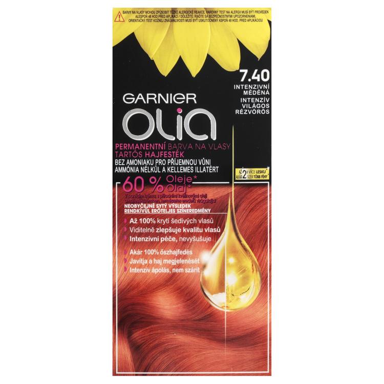 Garnier Olia Permanent Hair Color Barva za lase za ženske 50 g Odtenek 7,40 Intense Copper