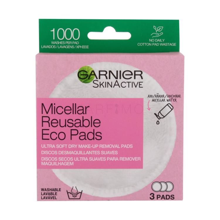 Garnier Skin Naturals Micellar Reusable Eco Pads Blazinice za odstranjevanje ličil za ženske 3 kos