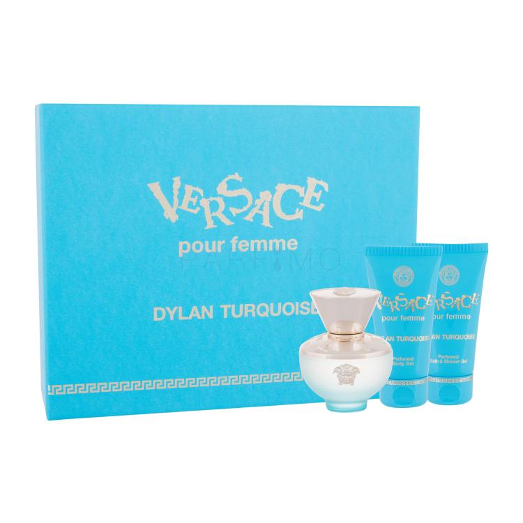 Versace Pour Femme Dylan Turquoise Darilni set toaletna voda 50 ml + gel za prhanje 50 ml + losjon za telo 50 ml poškodovana škatla