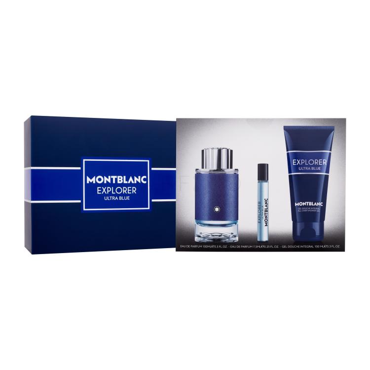 Montblanc Explorer Ultra Blue Darilni set parfumska voda 100 ml + parfumska  voda 7,5 ml + gel za prhanje 100 ml