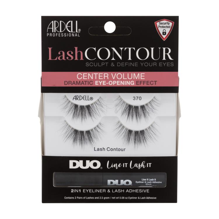 Ardell Lash Contour 370 Darilni set umetne trepalnice + lepilo za trepalnice in črtalo za oči 2v1 2,5 g