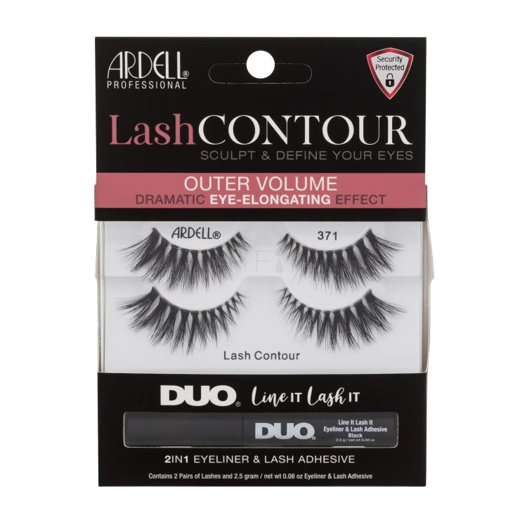 Ardell Lash Contour 371 Darilni set umetne trepalnice + lepilo za trepalnice in črtalo za oči 2v1 2,5 g