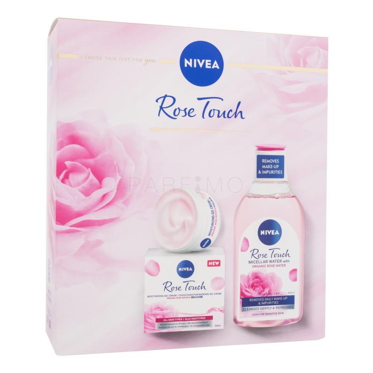 Nivea Rose Touch Darilni set dnevna gel-krema za obraz Rose Touch 50 ml + micelarna voda Rose Touch 400 ml