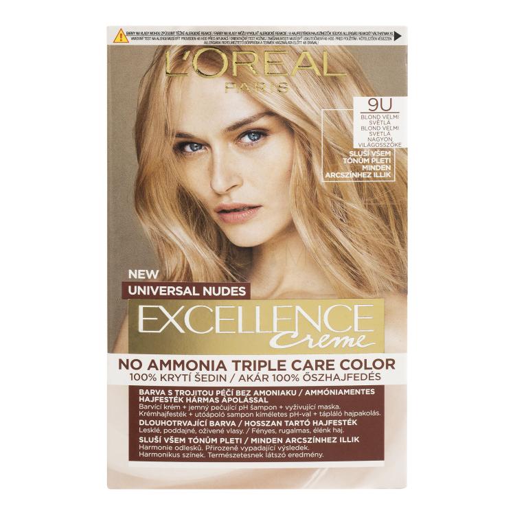 L&#039;Oréal Paris Excellence Creme Triple Protection Barva za lase za ženske 48 ml Odtenek 9U Very Light Blond