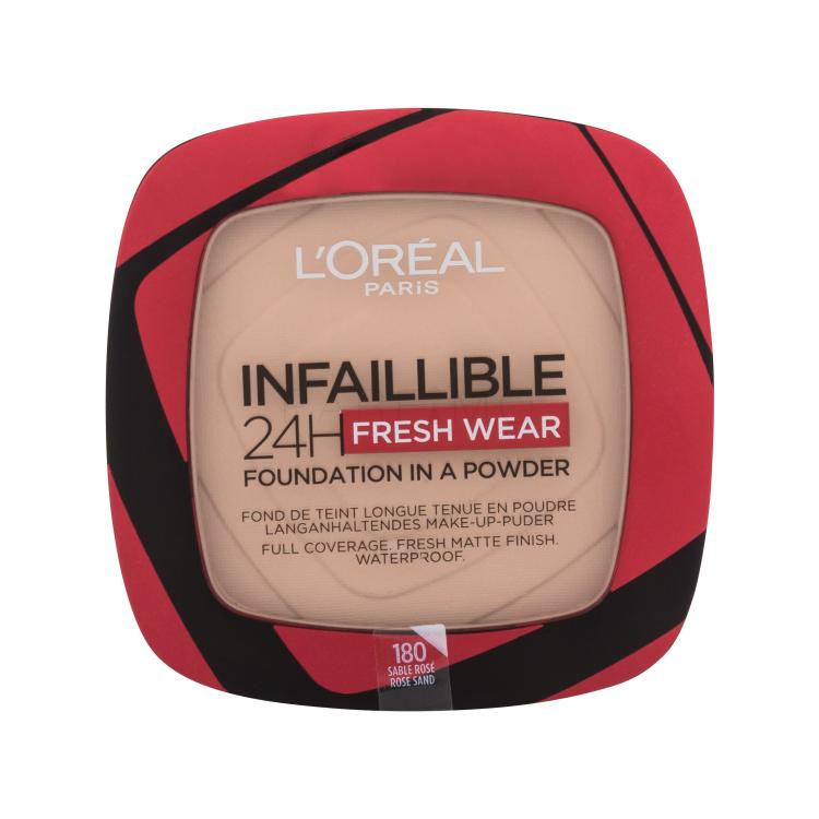 L&#039;Oréal Paris Infaillible 24H Fresh Wear Foundation In A Powder Puder za ženske 9 g Odtenek 180 Rose Sand