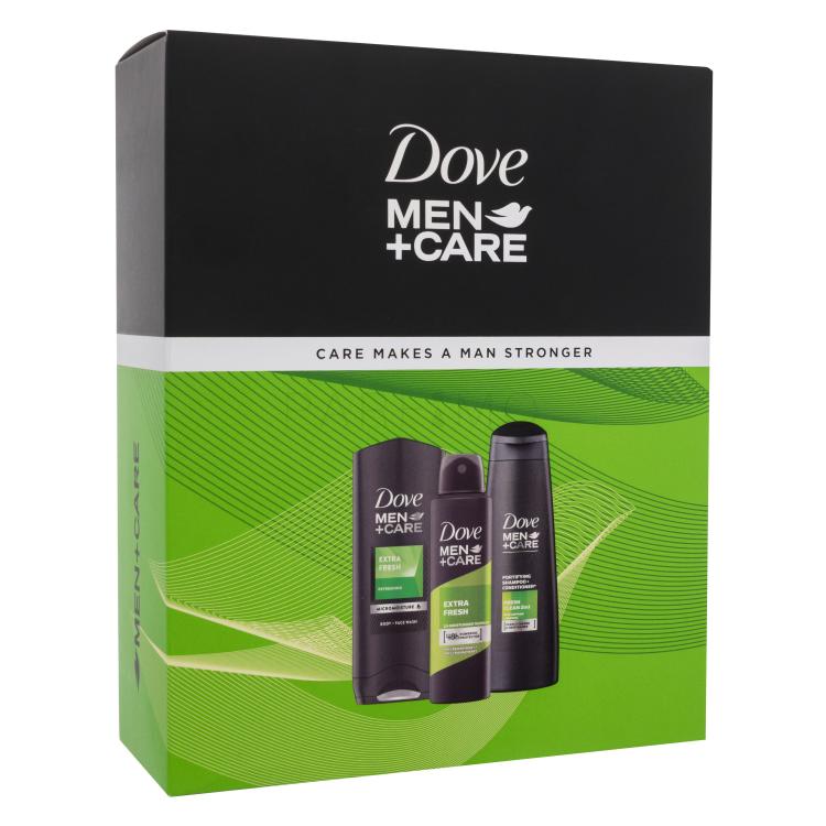Dove Men + Care Extra Fresh Care Makes A Man Stronger Darilni set gel za prhanje 250 ml + antiperspirant 150 ml + šampon 250 ml