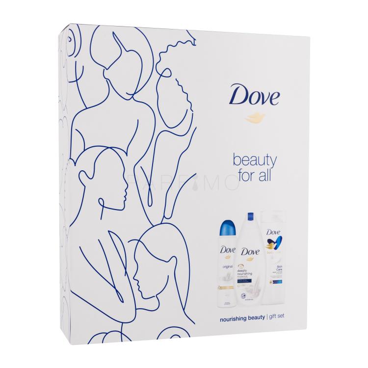 Dove Nourishing Beauty Gift Set Darilni set gel za prhanje 250 ml + mleko za telo 250 ml + antiperspirant 150 ml