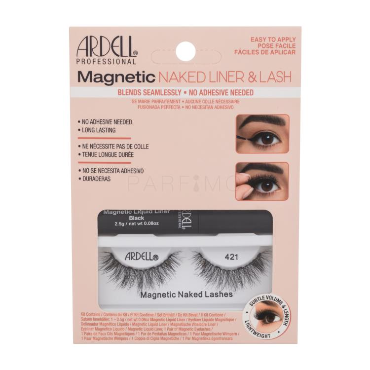 Ardell Magnetic Naked Lashes 421 Darilni set umetne trepalnice Magnetic Naked Lashes 421 1 kos + tekoči eyeliner Magnetic Liquid Liner 2,5 g Black
