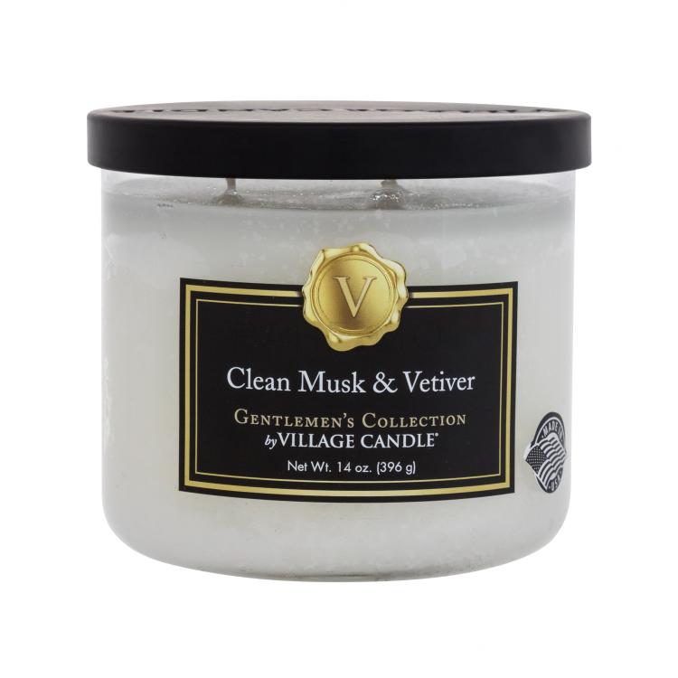 Village Candle Gentlemen&#039;s Collection Clean Musk &amp; Vetiver Dišeča svečka za moške 396 g