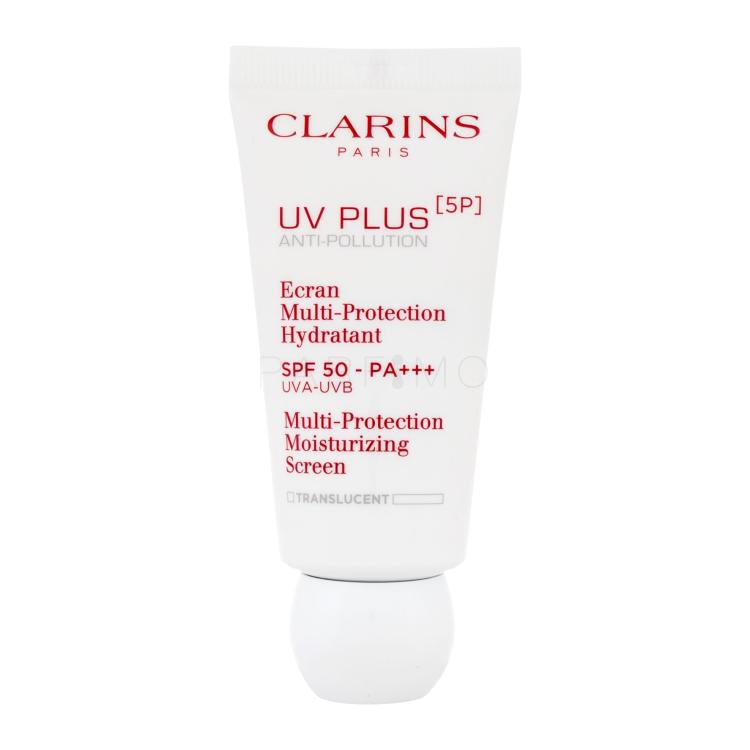 Clarins UV Plus 5P Multi-Protection Moisturizing Screen SPF50 Zaščita pred soncem za obraz za ženske 30 ml Odtenek Translucent tester