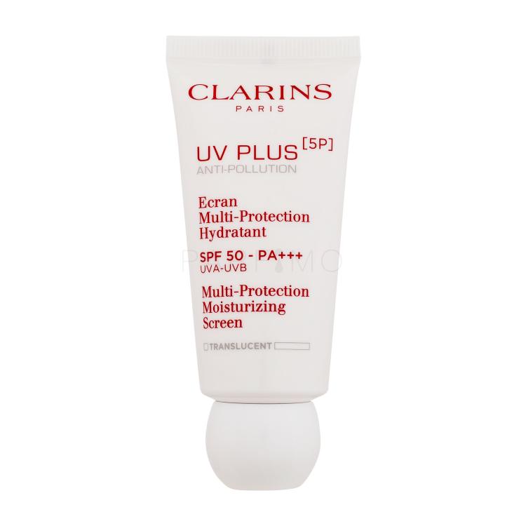 Clarins UV Plus 5P Multi-Protection Moisturizing Screen SPF50 Dnevna krema za obraz za ženske 30 ml Odtenek Translucent tester