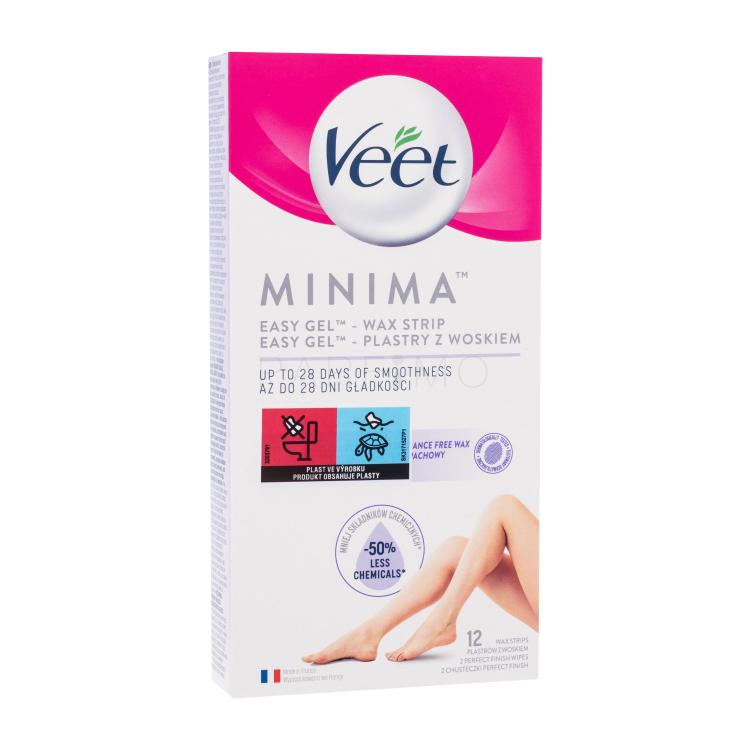 Veet Minima Easy-Gel™ Wax Strips Legs &amp; Body Izdelki za depilacijo za ženske 12 kos