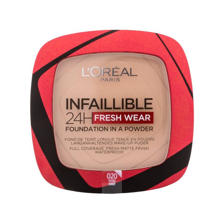 L&#039;Oréal Paris Infaillible 24H Fresh Wear Foundation In A Powder Puder za ženske 9 g Odtenek 020 Ivory