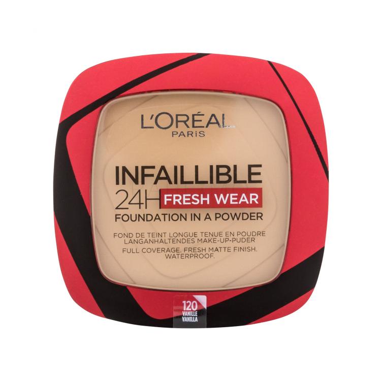 L&#039;Oréal Paris Infaillible 24H Fresh Wear Foundation In A Powder Puder za ženske 9 g Odtenek 120 Vanilla
