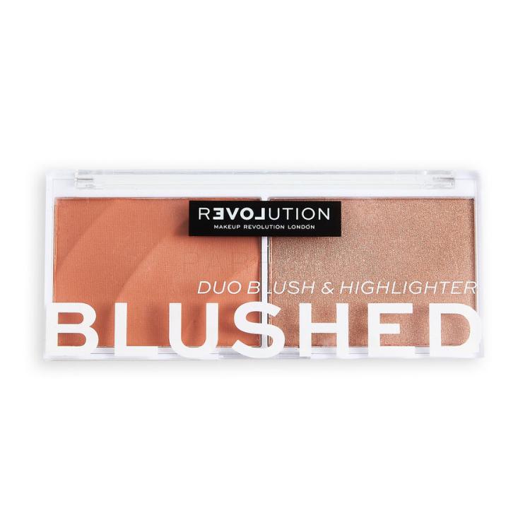 Revolution Relove Colour Play Blushed Duo Blush &amp; Highlighter Paletka za konturing za ženske 5,8 g Odtenek Queen