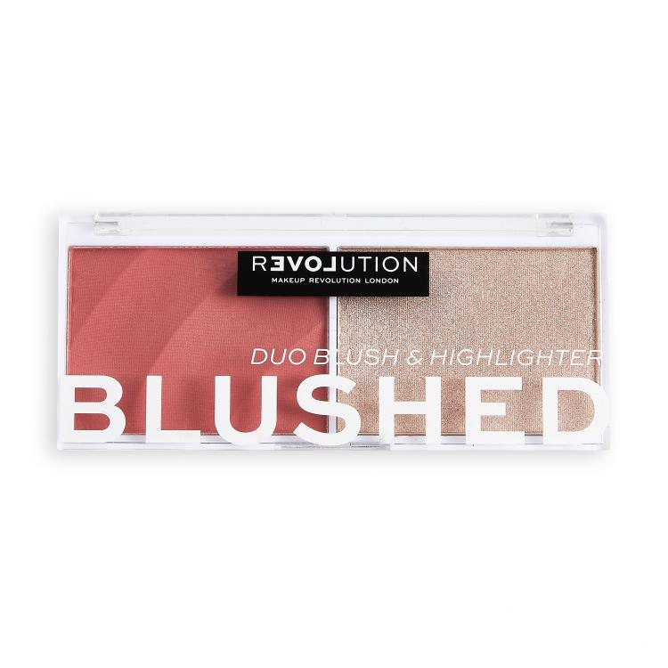 Revolution Relove Colour Play Blushed Duo Blush &amp; Highlighter Paletka za konturing za ženske 5,8 g Odtenek Cute