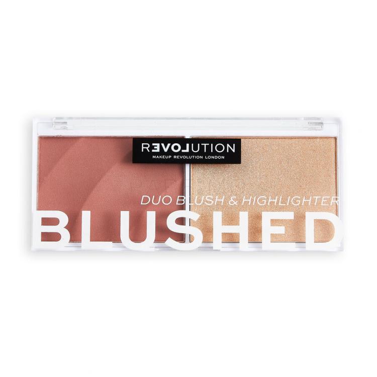 Revolution Relove Colour Play Blushed Duo Blush &amp; Highlighter Paletka za konturing za ženske 5,8 g Odtenek Kindness