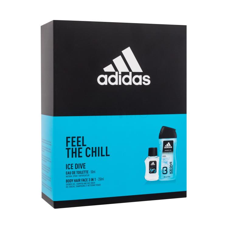 Adidas Ice Dive Darilni set toalena voda 50 ml + gel za prhanje 250 ml poškodovana škatla