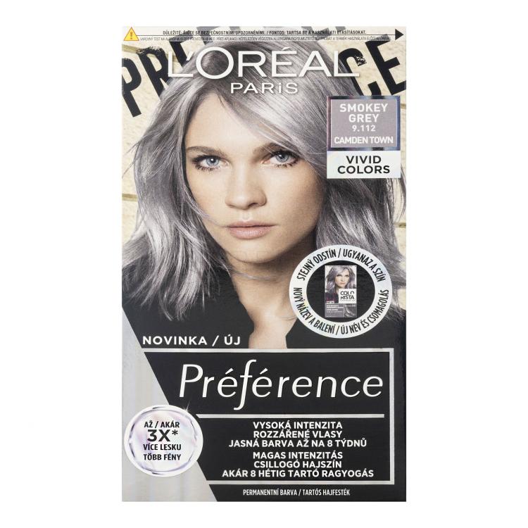 L&#039;Oréal Paris Préférence Vivid Colors Barva za lase za ženske 60 ml Odtenek 9,112 Smokey Grey